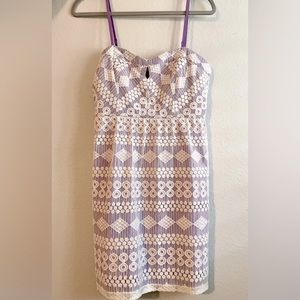 Minuet Purple and Lace Mini Dress - M